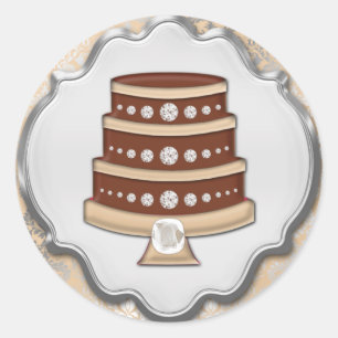 Creme Cake Couture Damask Rundbacketikett Runder Aufkleber
