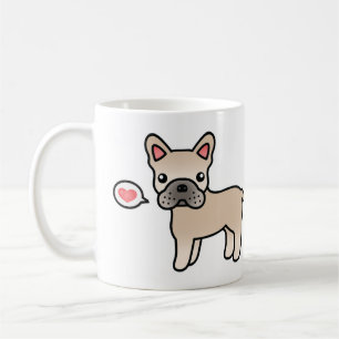 Creme Cartoon Französische Bulldogge Liebe Kaffeetasse