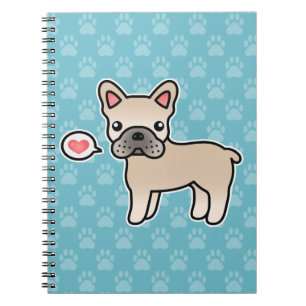 Creme Cartoon Französische Bulldogge Liebe Notizblock