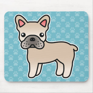 Creme-Cartoon-Französische-Bulldogge Mousepad