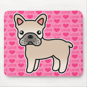Creme-Cartoon-Französische-Bulldogge Mousepad