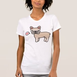 Creme Cartoon French Bulldog Liebe T-Shirt