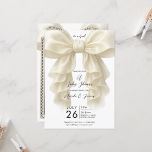 Creme Cascade Rüschen Schleife Elegante Babyparty Einladung
