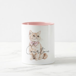 Creme Cat Pink Bow Tasse