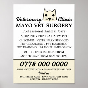 Creme Cat, Veterinary, Veterinary Service Advert Poster
