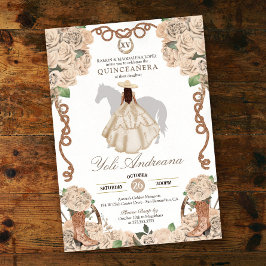 Creme Champagne Rose Charro Vestidos Quinceanera Einladung