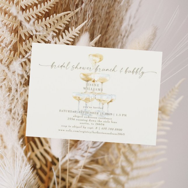 Creme Champagne Tower Brautparty Brunch Einladung (Von Creator hochgeladen)