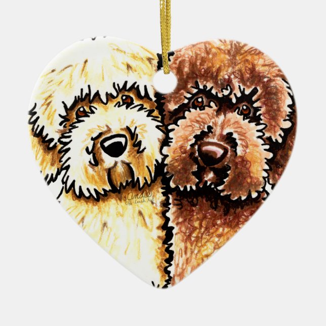 Creme Chocolate Labradoodles Keramikornament (Vorne)