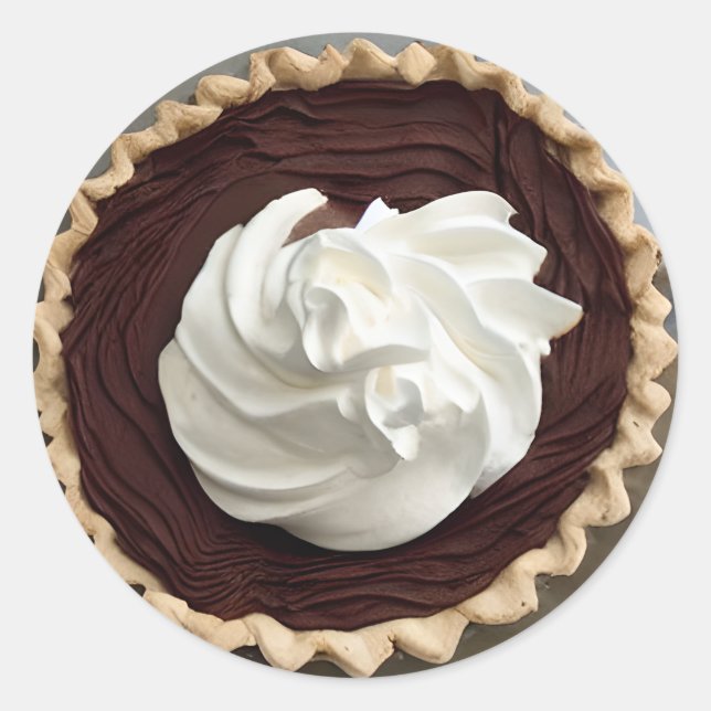 Creme Chocolate Pudding Pie Food Runder Aufkleber (Vorderseite)