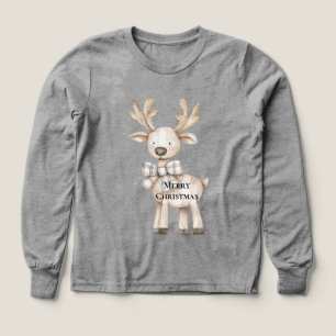 Creme Christmas Reindeer Kariert Bow