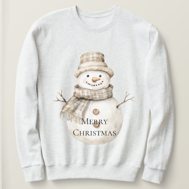 Creme Christmas Reindeer Kariert Bow Sweatshirt (Design vorne)