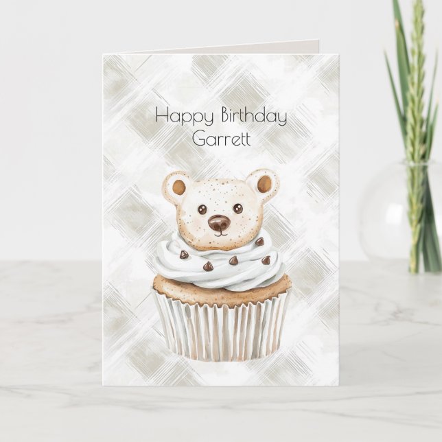 Creme-Cupcake-Bären-Geburtstag Karte (Vorderseite)