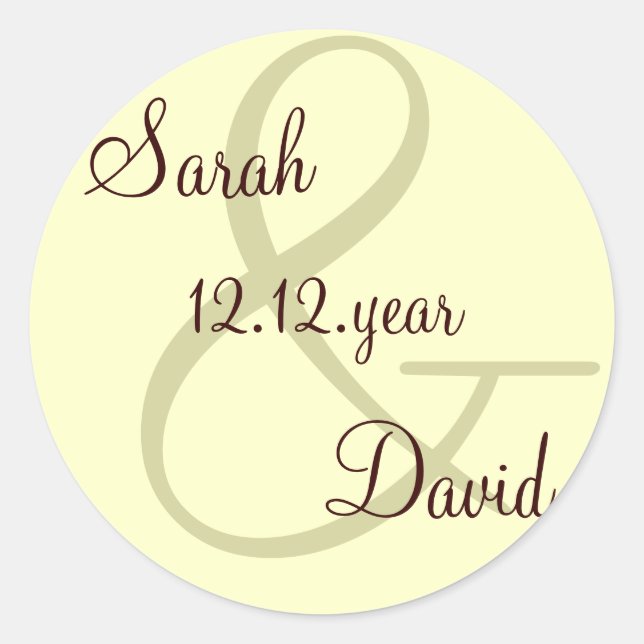 Creme Custom Monogram Label Runder Aufkleber (Vorderseite)