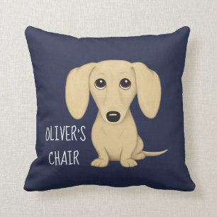 Creme Dackel Cartoon Dackel Hund Personalisiert Kissen