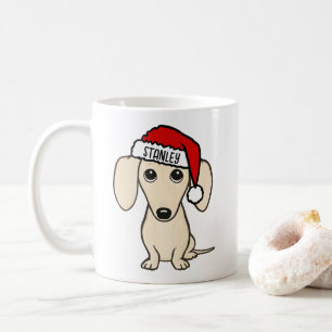 Creme Dackel Santa Dackel Hund Individuelle Name Kaffeetasse