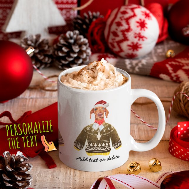 Creme Dackel Tragen Ugly Sweater Hund Lover Kaffeetasse (Von Creator hochgeladen)