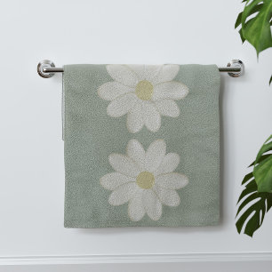 Creme Daisy Sage Grünes Handtuch