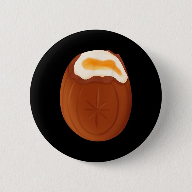 Creme Egg Chocolate Oaster Quirky Weird Funny Button (Vorderseite)