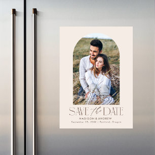 Creme   Einfaches modernes Foto Save the Date Magneteinladung
