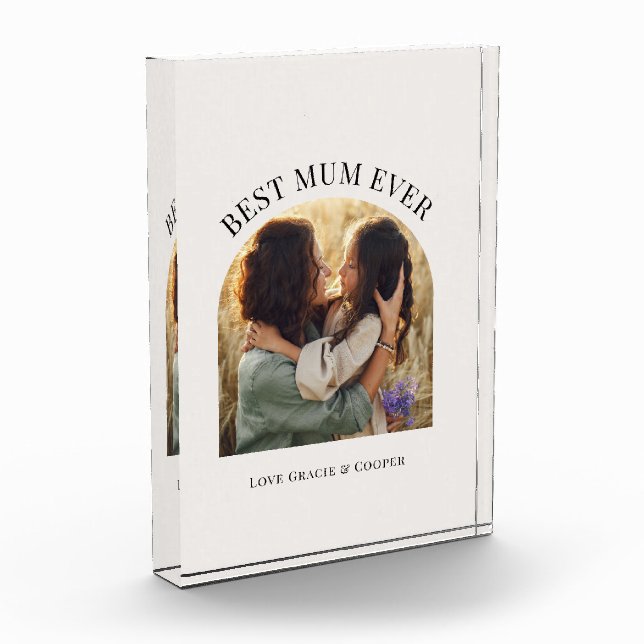 Creme elegante Foto Typografie beste Mum (Links)