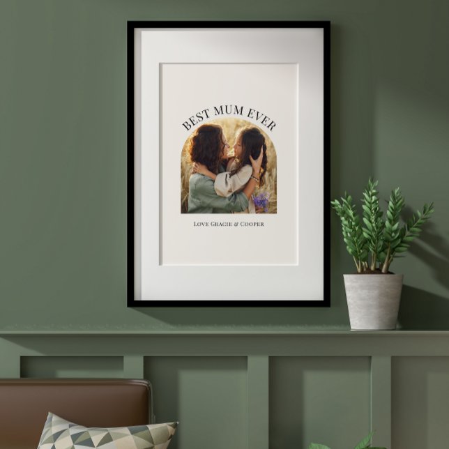 Creme elegante Foto Typografie beste Mum Poster (Von Creator hochgeladen)