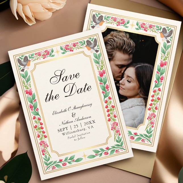 Creme Enchanted Botanischer Garten Hochzeit Foto Save The Date (Von Creator hochgeladen)