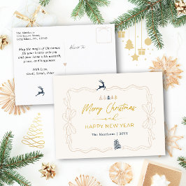 Creme: Festlicher Bow & Tree Doodles - Urlaub Post Feiertagspostkarte