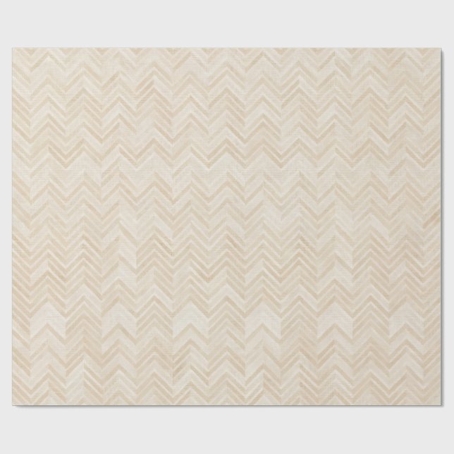 Creme Fischgrätmuster gewebte Textur Neutral Geschenkpapier (Flach)