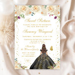 Creme Floral Brünett Hair Princess 16 . Geburtstag Einladung<br><div class="desc">Dieses elegante und glamouröse 16 . Geburtstag-Geburtstagsjubiläum besticht durch eine hübsche Prinzessin mit brünettem Haar und feiner Haut in einem schwarzen Ball-Gown. Der Text kombiniert handgeschriebene Skripte mit modernen serifenlosen Schriftart für ein elegantes und raffiniertes Aussehen. Die Blumenarrangements, Schmetterlinge und Goldkonfetti bilden die perfekte Mischung aus rustikal und schick. Grafiken...</div>