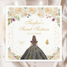 Creme Floral Brünett Hair Princess 16 . Geburtstag