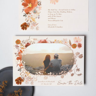 Creme Floral Frame Foto Save the Date Rose Folieneinladung
