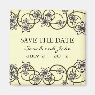 Creme Floral Save the Date Kühlschrankmagnet Magnet