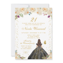 Creme Florale Braunhaarige Haarprinzessin Geburtst