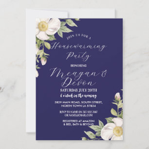 Creme Florals White Blume Housewarming Party Einladung