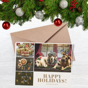 Creme Foto-Collage Neujahrs-Weihnachtsgruß Feiertagskarte