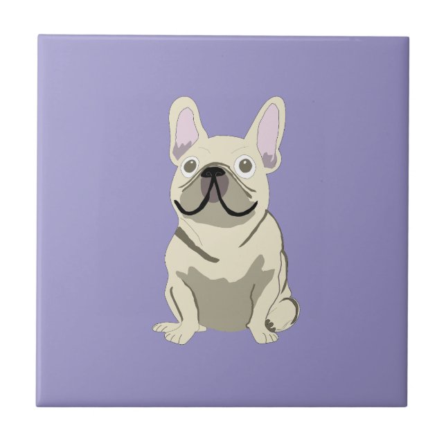 Creme Französische Bulldogge,  Fliese (Vorderseite)