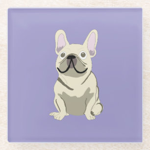 Creme-Französische Bulldogge,  Glasuntersetzer