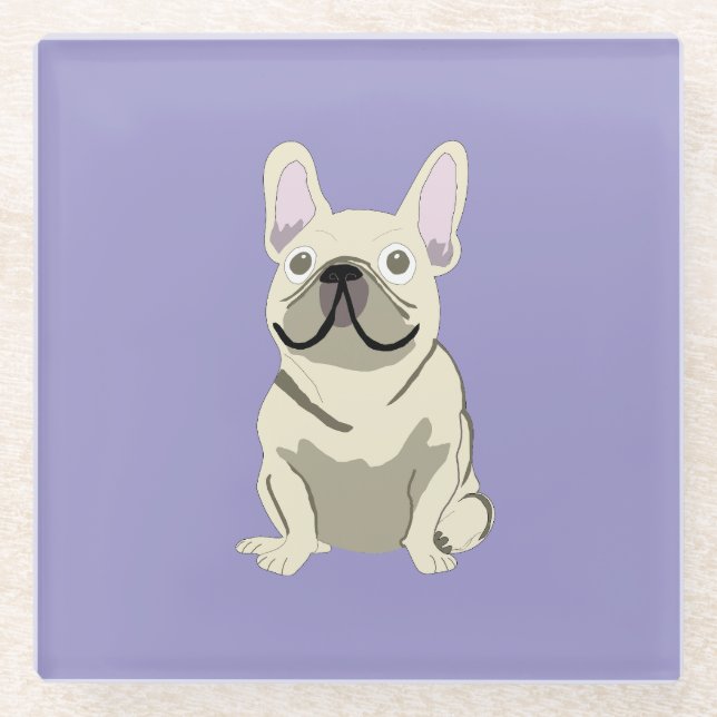 Creme-Französische Bulldogge,  Glasuntersetzer (Vorderseite)