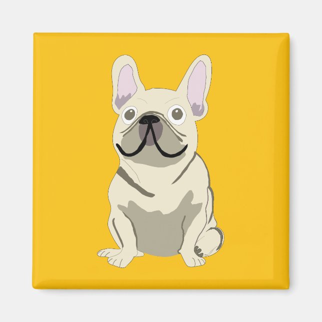 Creme-Französische Bulldogge Magnet (Vorne)