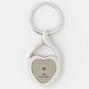 Creme Französische Bulldogge Schlüsselanhänger