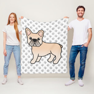 Creme French Bulldog Niedlicher Cartoon Dog Fleecedecke