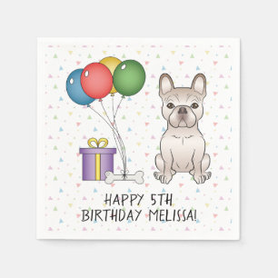Creme French Bulldog Niedlicher Cartoon Dog Geburt Serviette