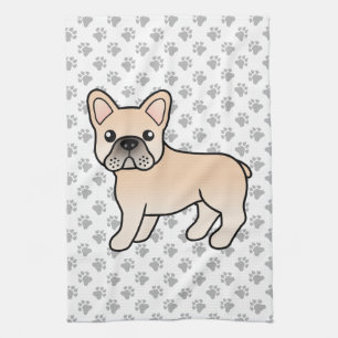Creme French Bulldog Niedlicher Cartoon Dog Geschirrtuch