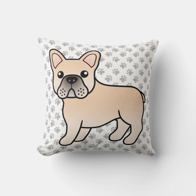 Creme French Bulldog Niedlicher Cartoon Dog Kissen (Vorderseite)