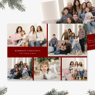 Creme Frohe Weihnachten Fünf Foto Collage Rot