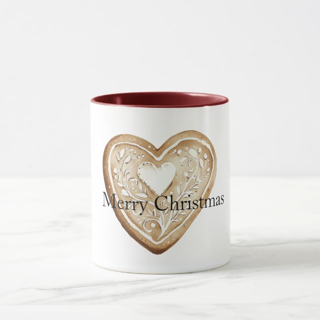 Creme-Gingerbrot-Weihnachtsherz Tasse (Zentrum)