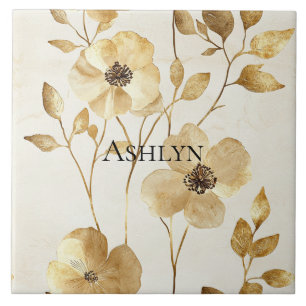 Creme Gold Floral Fliese