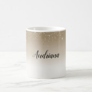 Creme Gold Glanz Glitter Brautparty Kaffeetasse