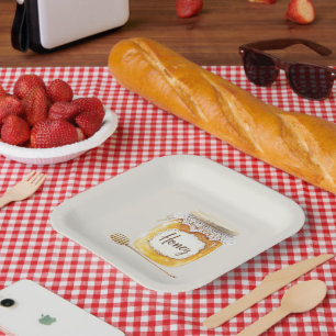 Creme Gold Honig Glas Ernährung Küche Pappteller