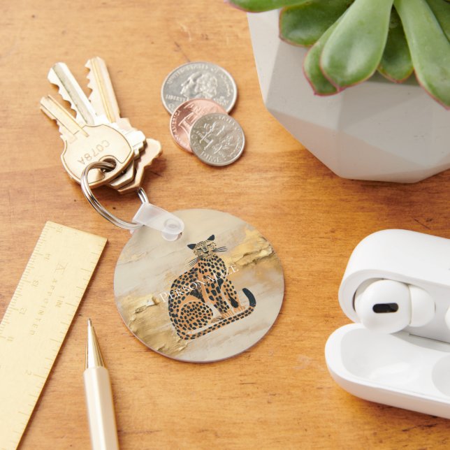 Creme Gold Leopard Schlüsselanhänger (Schreibtisch)
